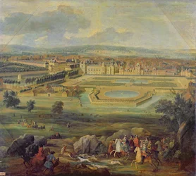 Blick auf den Palast von Fontainebleau vom Parterre des Tiber, 1722